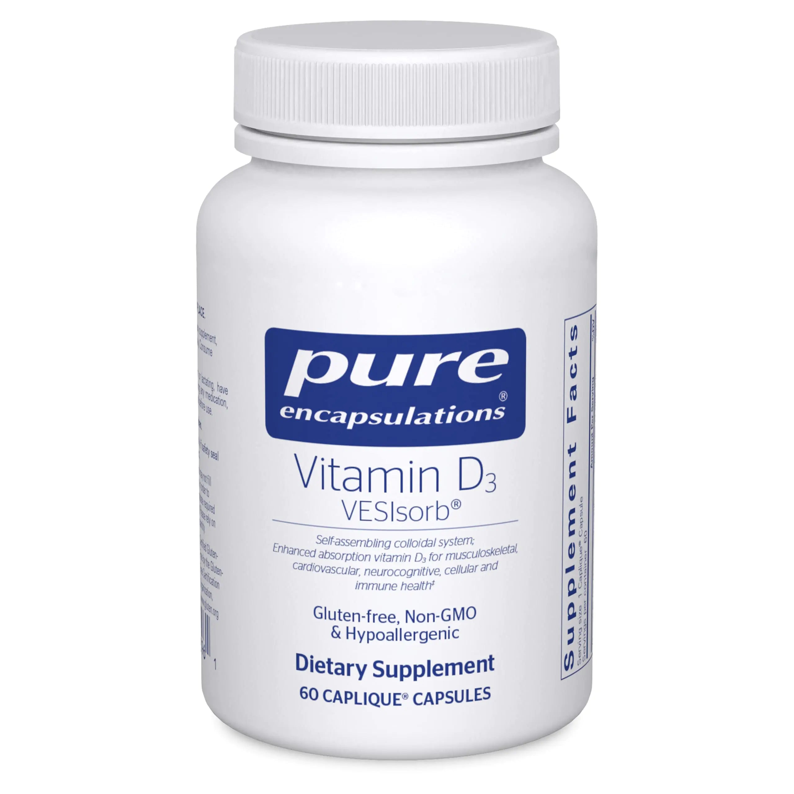 Pure Encapsulations Vitamin D3 VESIsorb | Supplement to Support Bones Heart Colon Breast Health and Enhanced Vitamin D Absorption* | 60 Caplique Capsules