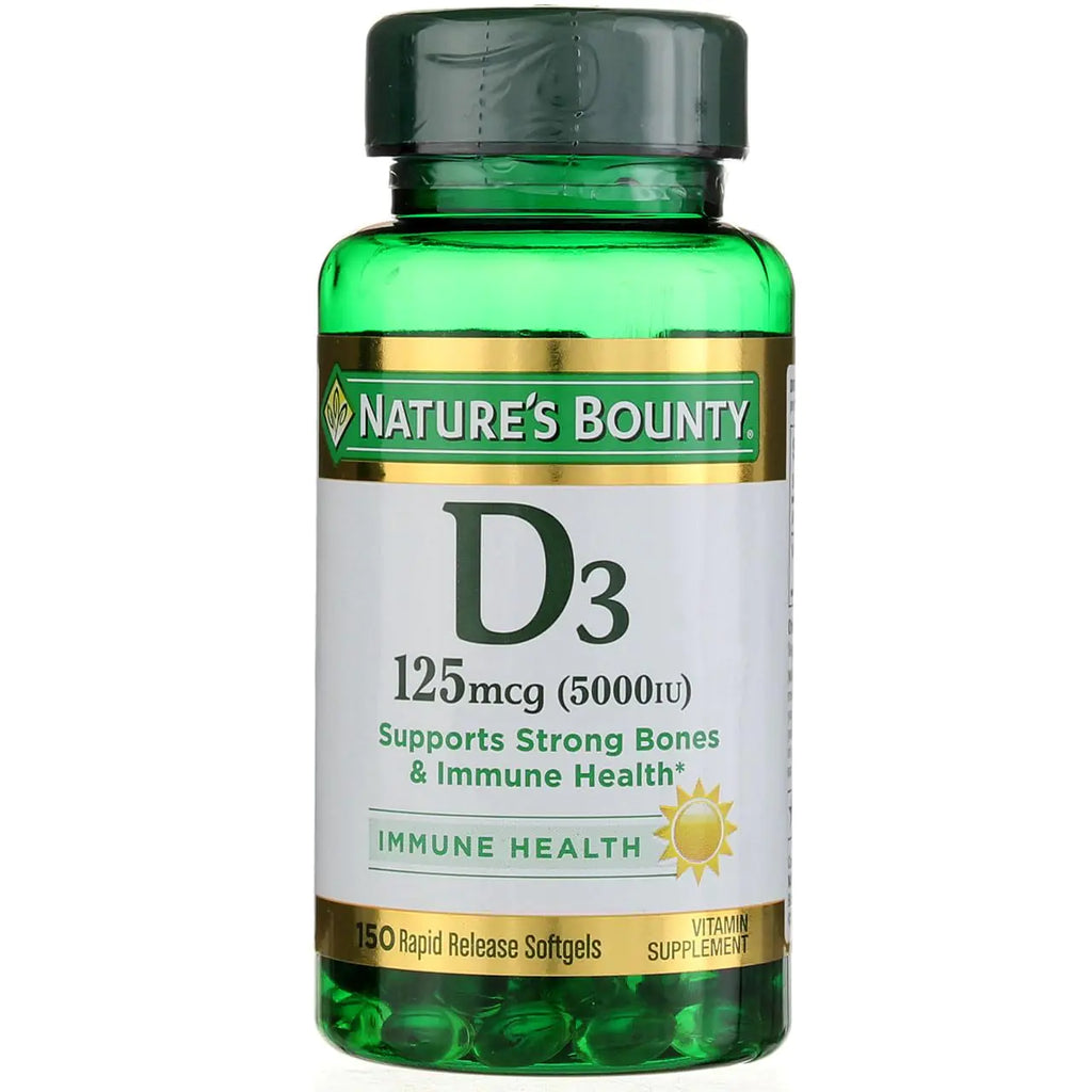 Natures Bounty Vitamin D-5000 IU Softgels Maximum Strength 150 ea ( Pack of 2)