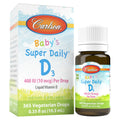 Carlson - Babys Super Daily D3 Baby Vitamin D Drops 400 IU (10 mcg) per Drop 1-Year Supply Vegetarian Liquid Vitamin D for Infants and Toddlers Unflavored 365 Drops
