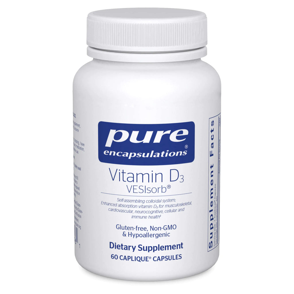 Pure Encapsulations Vitamin D3 VESIsorb | Supplement to Support Bones Heart Colon Breast Health and Enhanced Vitamin D Absorption* | 60 Caplique Capsules