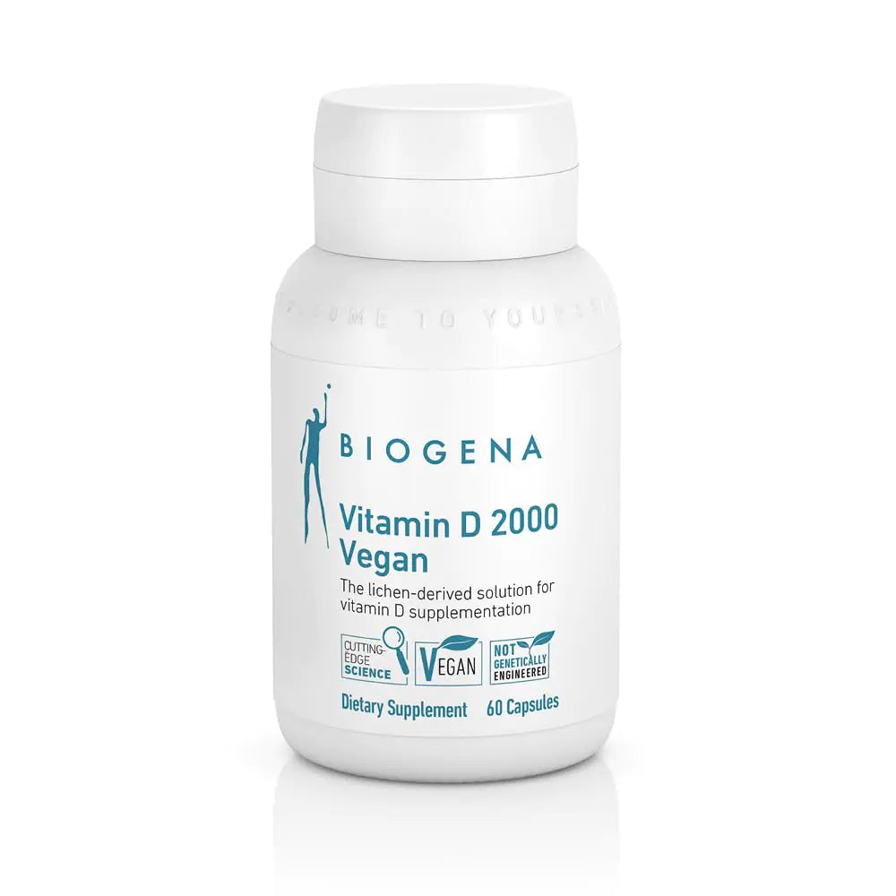 Biogena Vitamin D 2000 Vegan Formula - Sun Vitamin D3 Supplement for Calcium Absorption Immune Support - 60 Capsules**