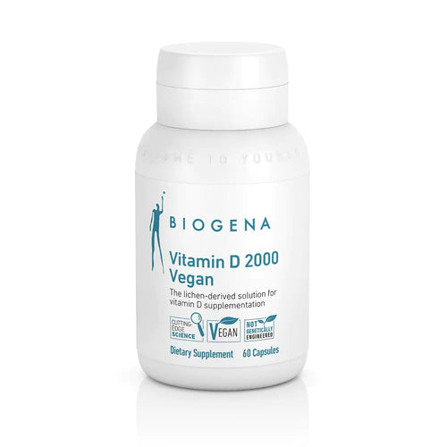 Biogena Vitamin D 2000 Vegan Formula - Sun Vitamin D3 Supplement for Calcium Absorption Immune Support - 60 Capsules**